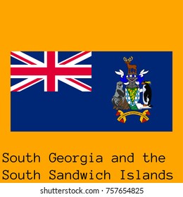 Vector illustration of the official national flag of South Georgia and Sandwich Islands with the right colors and proportions isolated on orange background