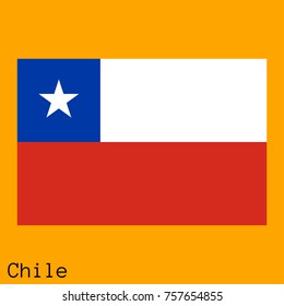 Vector illustration of the official national flag of Chile  with the right colors and proportions isolated on orange background