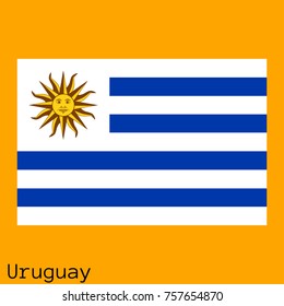 Vector illustration of the official national flag of Uruguay   with the right colors and proportions isolated on orange background