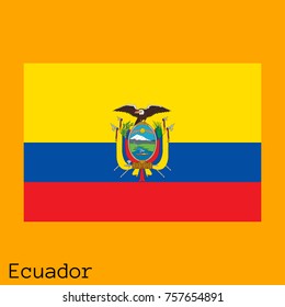 Vector illustration of the official national flag of Ecuador  with the right colors and proportions isolated on orange background
