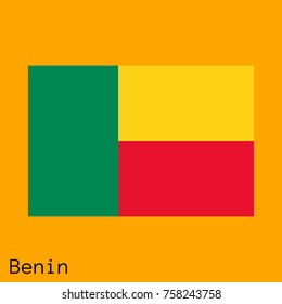 Vector illustration of the official national flag of Benin  with the right colors and proportions isolated on orange background