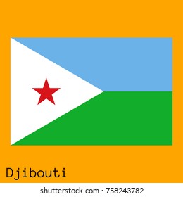 Vector illustration of the official national flag of Djibouti  with the right colors and proportions isolated on orange background