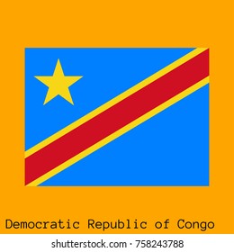 Vector illustration of the official national flag of Democratic Republic of Congo  with the right colors and proportions isolated on orange background
