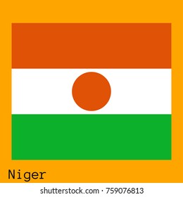 Vector illustration of the official national flag of Niger with the right colors and proportions isolated on orange background