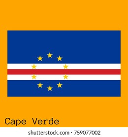 Vector illustration of the official national flag of Cape Verde with the right colors and proportions isolated on orange background