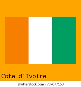 Vector illustration of the official national flag of Cote d'Ivoire with the right colors and proportions isolated on orange background
