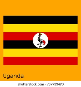 Vector illustration of the official national flag of Uganda  with the right colors and proportions isolated on orange background