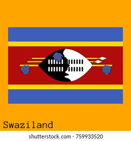 Vector illustration of the official national flag of Swaziland with the right colors and proportions isolated on orange background