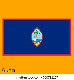Vector illustration of the official national flag of Guam with the right colors and proportions isolated on orange background