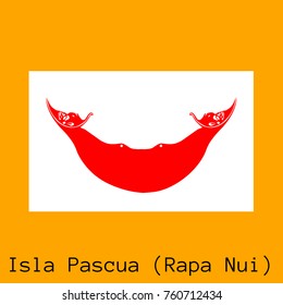 Vector illustration of the official national flag of Isla Pascua (Rapa Nui) with the right colors and proportions isolated on orange background