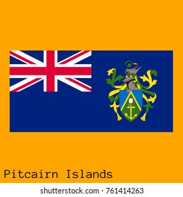 Vector illustration of the official national flag of Pitcairn Islands with the right colors and proportions isolated on orange background