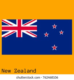 Vector illustration of the official national flag of New Zeeland with the right colors and proportions isolated on orange background