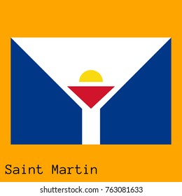 Vector illustration of the official national flag of Saint Martin with the right colors and proportions isolated on orange background