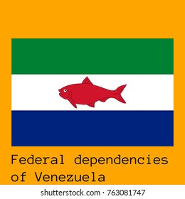 Vector illustration of the official national flag of Federal dependencies of Venezuela with the right colors and proportions isolated on orange background