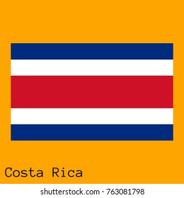 Vector illustration of the official national flag of Costa Rica with the right colors and proportions isolated on orange background