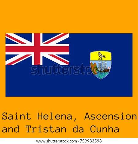 Vector illustration of the official national flag of Saint Helena, Ascension and Tristan da Cunha with the right colors and proportions isolated on orange background