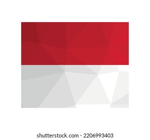 Vector illustration. Official symbol of Monaco. National flag with red and white stripes. Creative design in low poly style with triangular shapes. Gradient effect