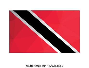 Vector illustration. Official symbol of Trinidad and Tobago. National flag in red, white, black colors. Creative design in low poly style with triangular shapes