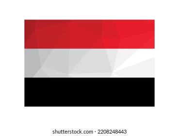 Vector illustration. Official symbol of Yemen; National flag with red, white, black stripes. Creative design in low poly style with triangular shapes. Gradient effect