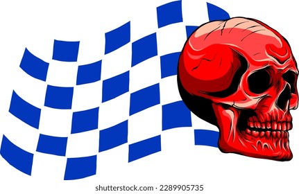 vector illustration ofskull racing flag on white background. digital draw
