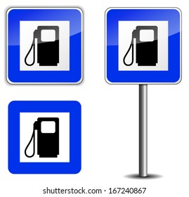 Vector illustration og gasoline roadsign on white background