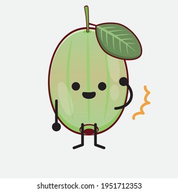 Vector Illustration of Ogeechee Lime Character with cute face, simple hands and leg line art on Isolated Background. Flat cartoon doodle style.