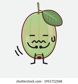 Vector Illustration of Ogeechee Lime Character with cute face, simple hands and leg line art on Isolated Background. Flat cartoon doodle style.