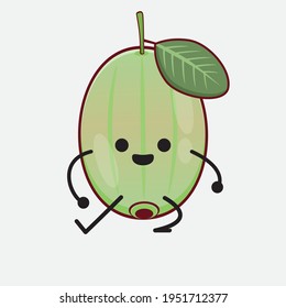 Vector Illustration of Ogeechee Lime Character with cute face, simple hands and leg line art on Isolated Background. Flat cartoon doodle style.