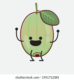 Vector Illustration of Ogeechee Lime Character with cute face, simple hands and leg line art on Isolated Background. Flat cartoon doodle style.