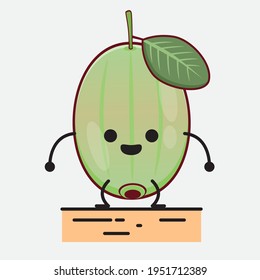 Ilustración vectorial del personaje Ogeechee Lime con cara linda, manos simples y líneas de piernas en fondo aislado. Estilo de dibujo animado plano.