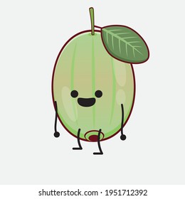 Vector Illustration of Ogeechee Lime Character with cute face, simple hands and leg line art on Isolated Background. Flat cartoon doodle style.