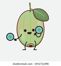 Ilustración vectorial del personaje Ogeechee Lime con cara linda, manos simples y líneas de piernas en fondo aislado. Estilo de dibujo animado plano.