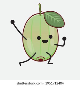 Vector Illustration of Ogeechee Lime Character with cute face, simple hands and leg line art on Isolated Background. Flat cartoon doodle style.
