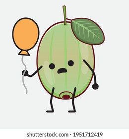 Vector Illustration of Ogeechee Lime Character with cute face, simple hands and leg line art on Isolated Background. Flat cartoon doodle style.