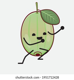 Vector Illustration of Ogeechee Lime Character with cute face, simple hands and leg line art on Isolated Background. Flat cartoon doodle style.