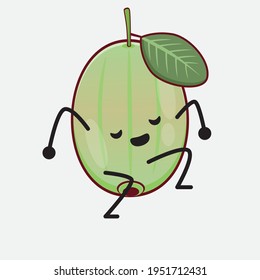 Ilustración vectorial del personaje Ogeechee Lime con cara linda, manos simples y líneas de piernas en fondo aislado. Estilo de dibujo animado plano.
