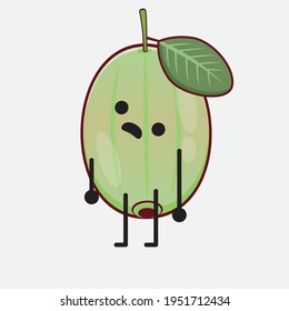 Vector Illustration of Ogeechee Lime Character with cute face, simple hands and leg line art on Isolated Background. Flat cartoon doodle style.