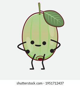 Vector Illustration of Ogeechee Lime Character with cute face, simple hands and leg line art on Isolated Background. Flat cartoon doodle style.