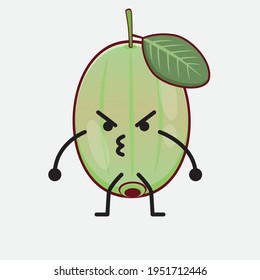 Vector Illustration of Ogeechee Lime Character with cute face, simple hands and leg line art on Isolated Background. Flat cartoon doodle style.
