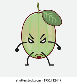 Vector Illustration of Ogeechee Lime Character with cute face, simple hands and leg line art on Isolated Background. Flat cartoon doodle style.