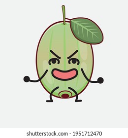 Vector Illustration of Ogeechee Lime Character with cute face, simple hands and leg line art on Isolated Background. Flat cartoon doodle style.