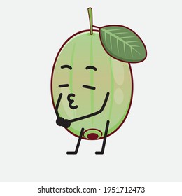 Vector Illustration of Ogeechee Lime Character with cute face, simple hands and leg line art on Isolated Background. Flat cartoon doodle style.