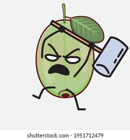 Vector Illustration of Ogeechee Lime Character with cute face, simple hands and leg line art on Isolated Background. Flat cartoon doodle style.