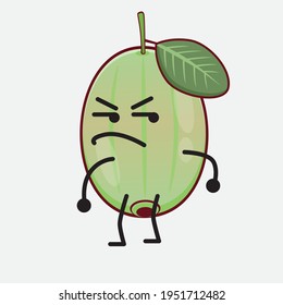 Vector Illustration of Ogeechee Lime Character with cute face, simple hands and leg line art on Isolated Background. Flat cartoon doodle style.