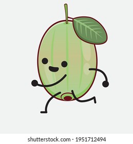 Vector Illustration of Ogeechee Lime Character with cute face, simple hands and leg line art on Isolated Background. Flat cartoon doodle style.