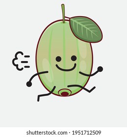 Vector Illustration of Ogeechee Lime Character with cute face, simple hands and leg line art on Isolated Background. Flat cartoon doodle style.