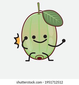 Vector Illustration of Ogeechee Lime Character with cute face, simple hands and leg line art on Isolated Background. Flat cartoon doodle style.