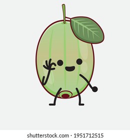 Ilustración vectorial del personaje Ogeechee Lime con cara linda, manos simples y líneas de piernas en fondo aislado. Estilo de dibujo animado plano.