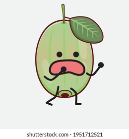 Vektorgrafik von Ogeechee Lime-Zeichen mit süßem Gesicht, einfachen Händen und Beinlinien-Kunst auf isoliertem Hintergrund. Flacher Cartoon-Doodle-Stil.