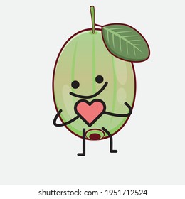 Ilustración vectorial del personaje Ogeechee Lime con cara linda, manos simples y líneas de piernas en fondo aislado. Estilo de dibujo animado plano.